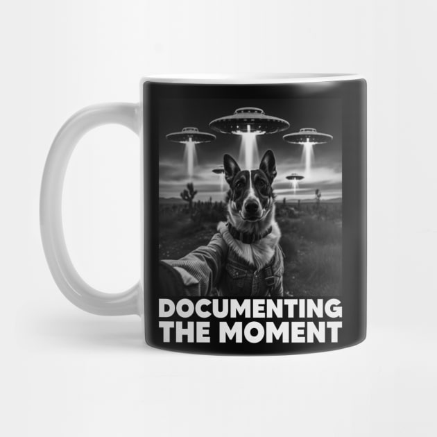 Selfie of Dog And Aliens UFO - 2, Documenting The Moment, Funny Dog by Megadorim